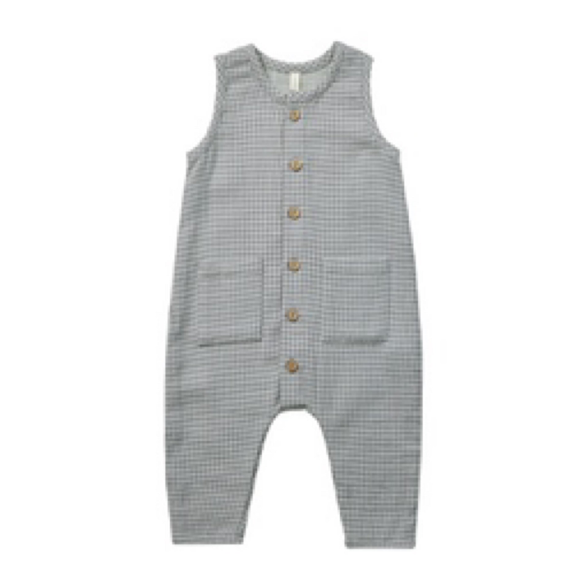 Quincy Mae - Sleeveless Pocketed Jumpsuit || Blue Gingham