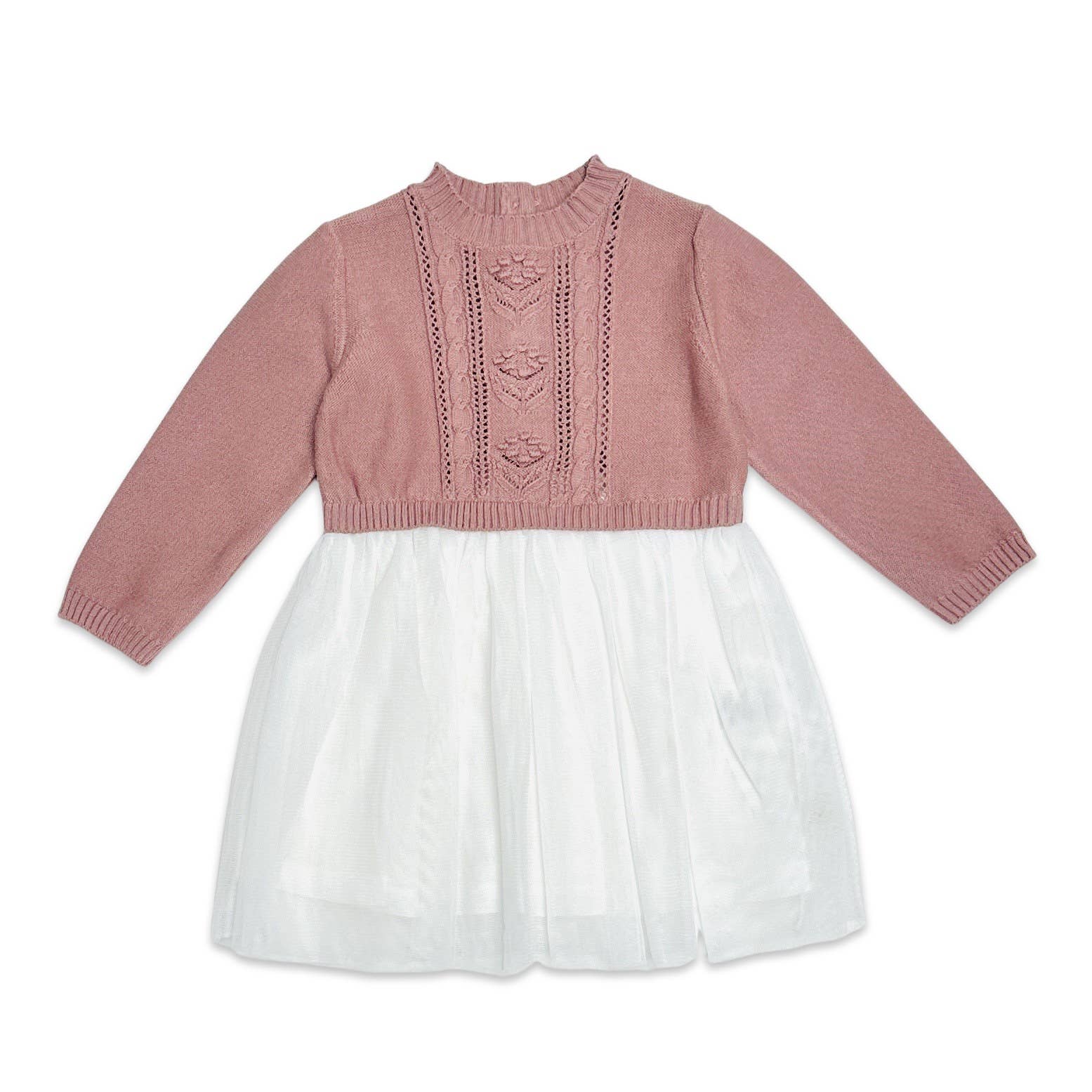 Viverano Organics - Cable Floral Sweater Knit Top & Tutu Baby Dress || Teal Blue