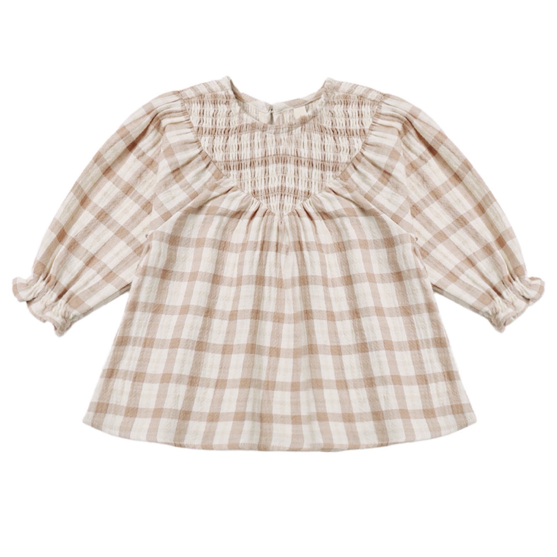Quincy Mae - V Smocked Dress || Rustic Plaid