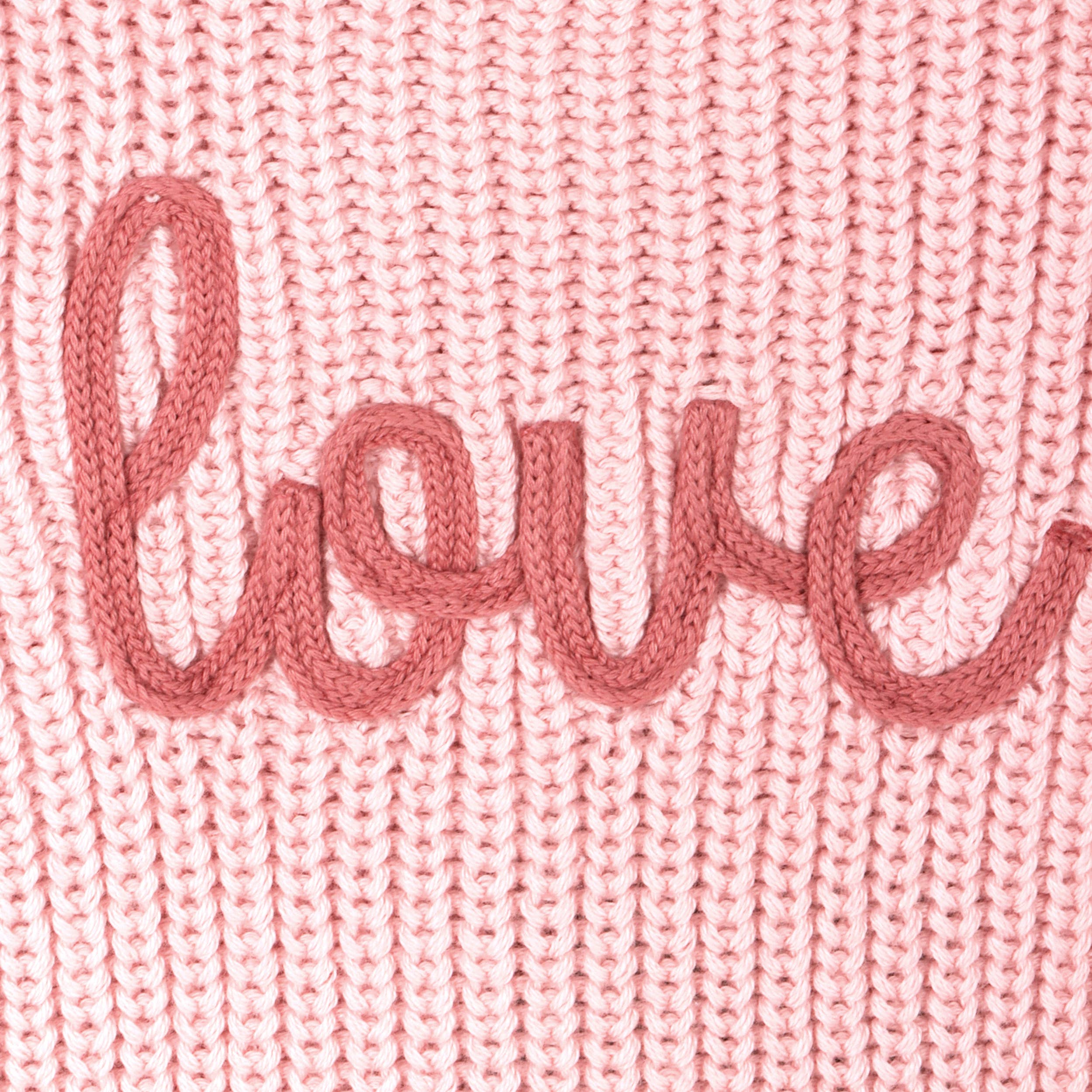 Viverano Organics - Love Embroidered Chunky Knit Baby Sweater || Blush Pink