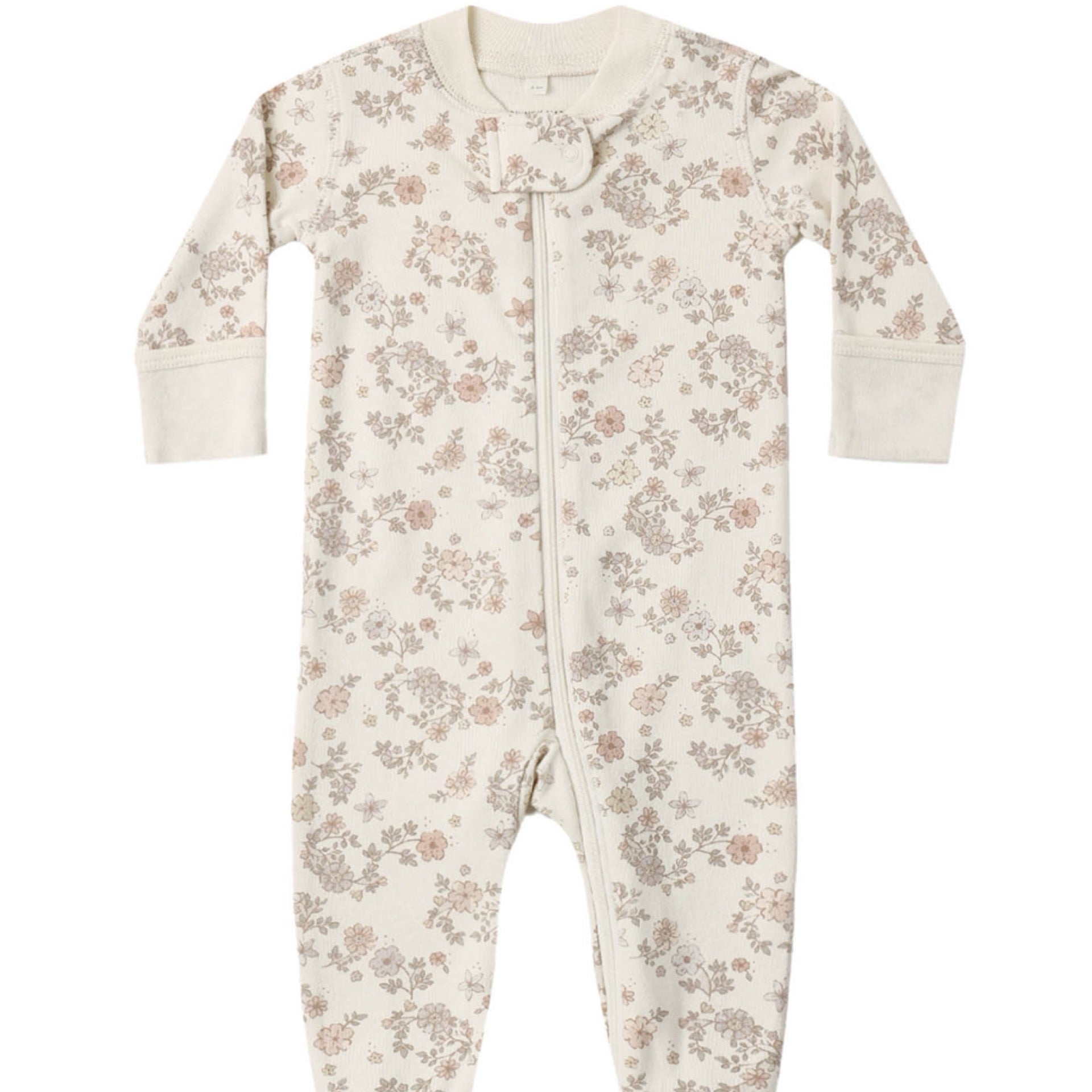 Quincy Mae - Zip Long Sleeve Footie || Floral Vine