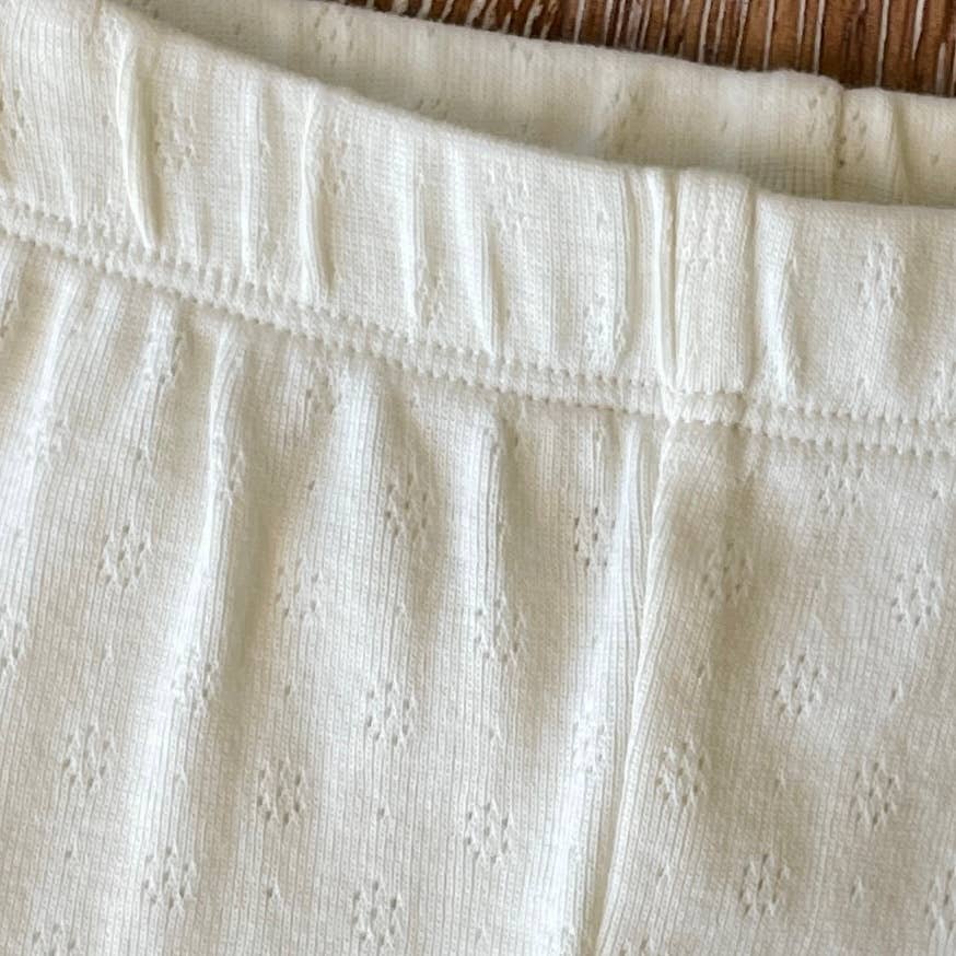 Viverano Organics - Pointelle Knit Stretch Baby Leggings Pants || Natural