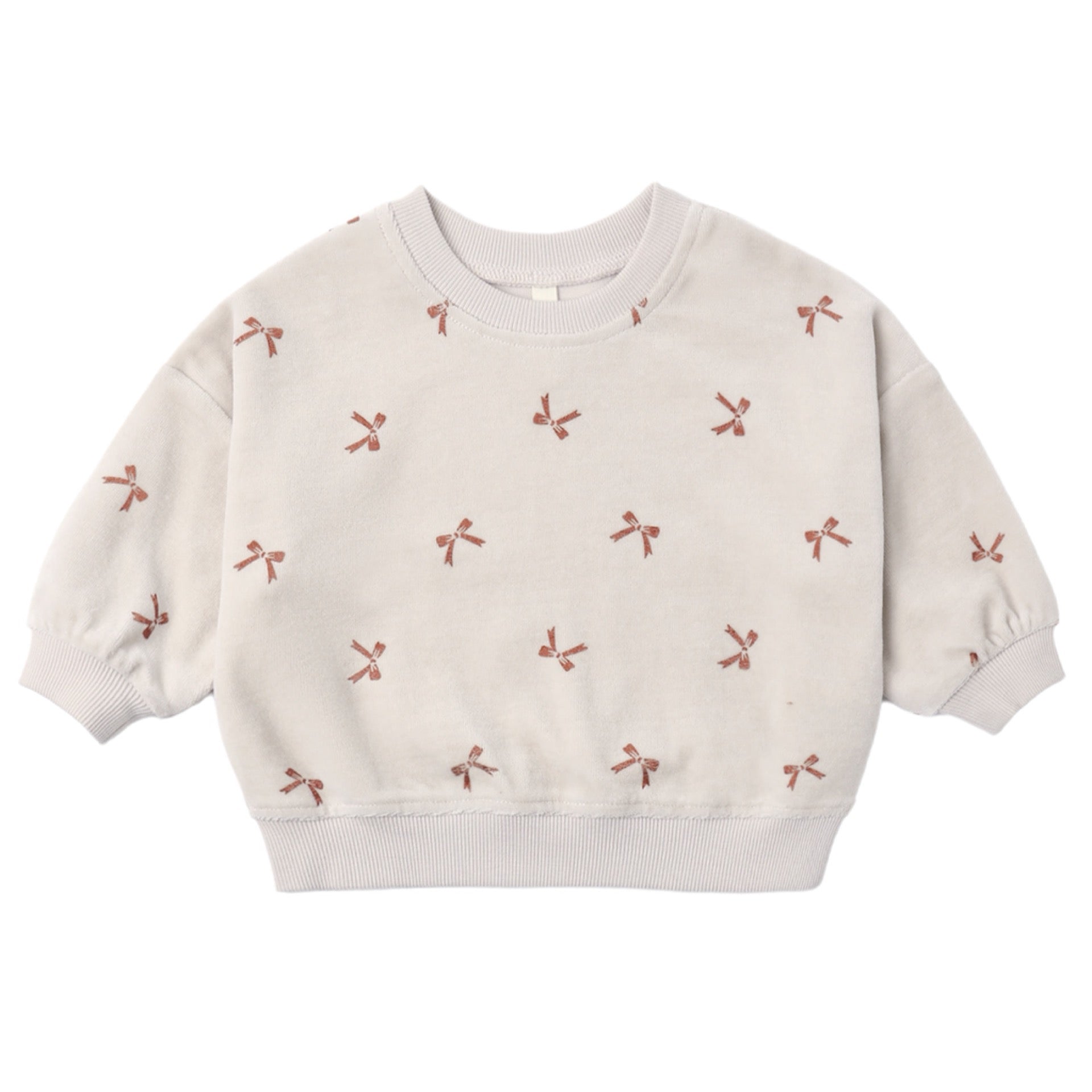Quincy Mae - Velour Relaxed  Sweat Set || Red Bows