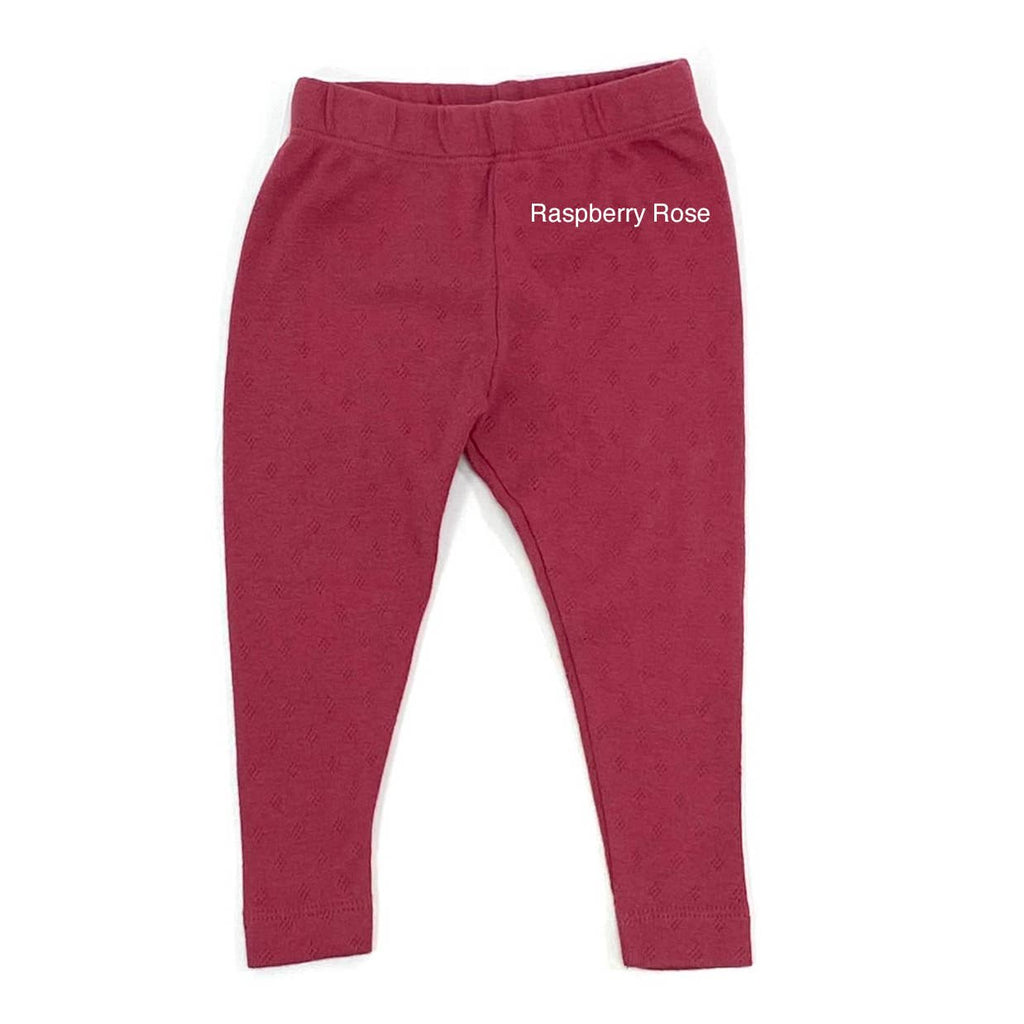 Viverano Organics - Pointelle Knit Stretch Baby Leggings Pants || Natural