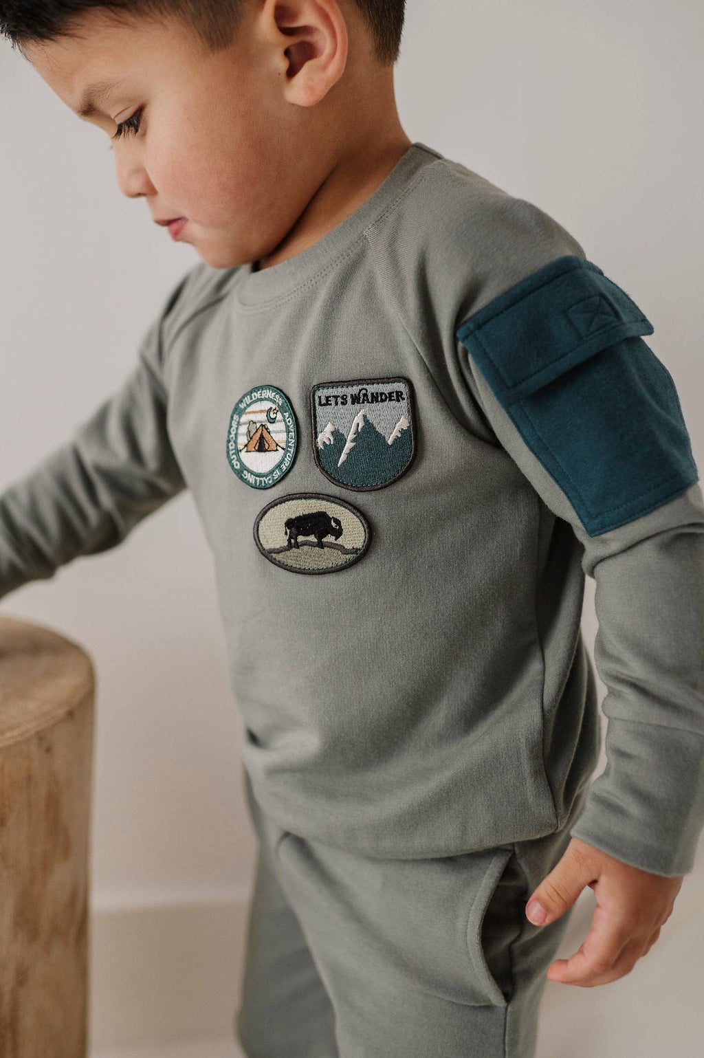 babysprouts clothing company - Boy's Raglan Sweatshirt || Patches