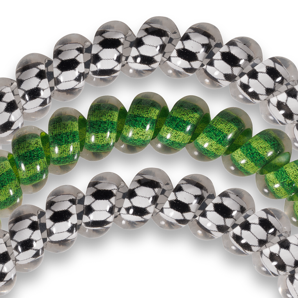 TELETIES - Soccer - Small Spiral Hair Coils, Hair Ties, 3-pack
