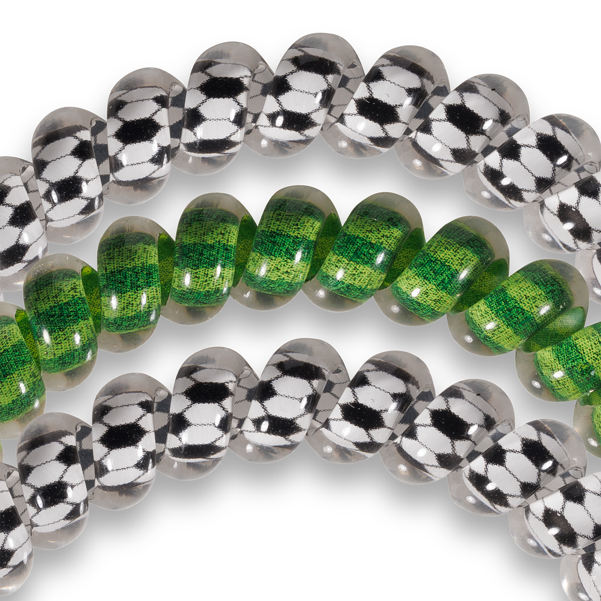 TELETIES - Soccer - Small Spiral Hair Coils, Hair Ties, 3-pack