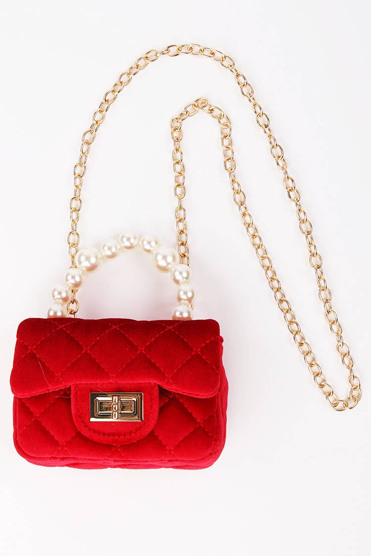 Sparkle Sisters by Couture Clips - Velvet Purse with Pearl Handle || Light pink