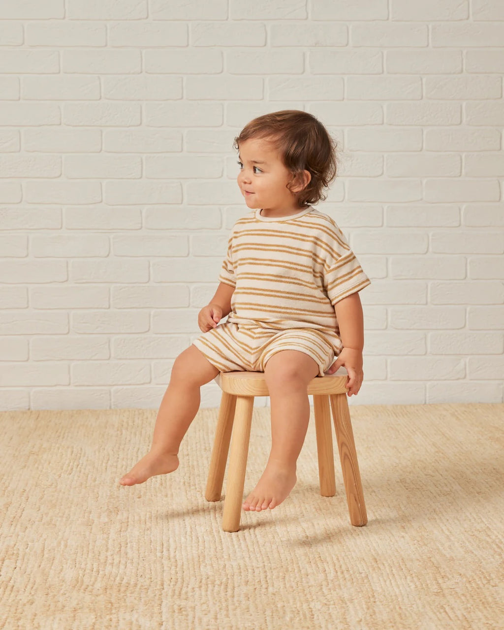 Quincy Mae - Terry Tee + Shorts Set II Honey Stripe