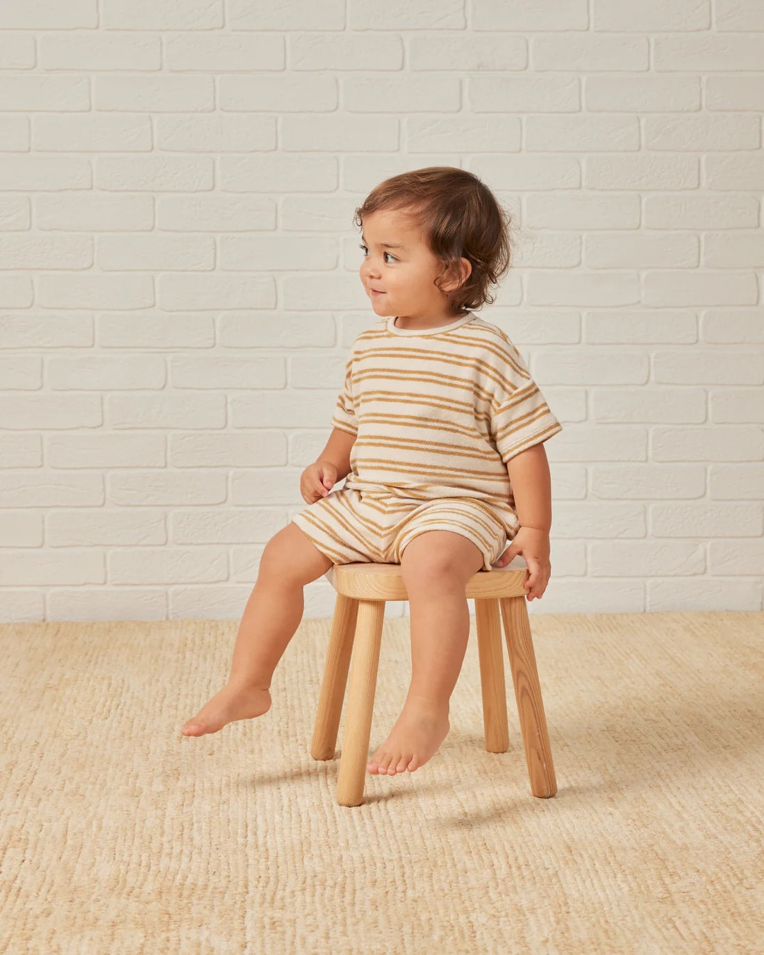 Quincy Mae - Terry Tee + Shorts Set II Honey Stripe