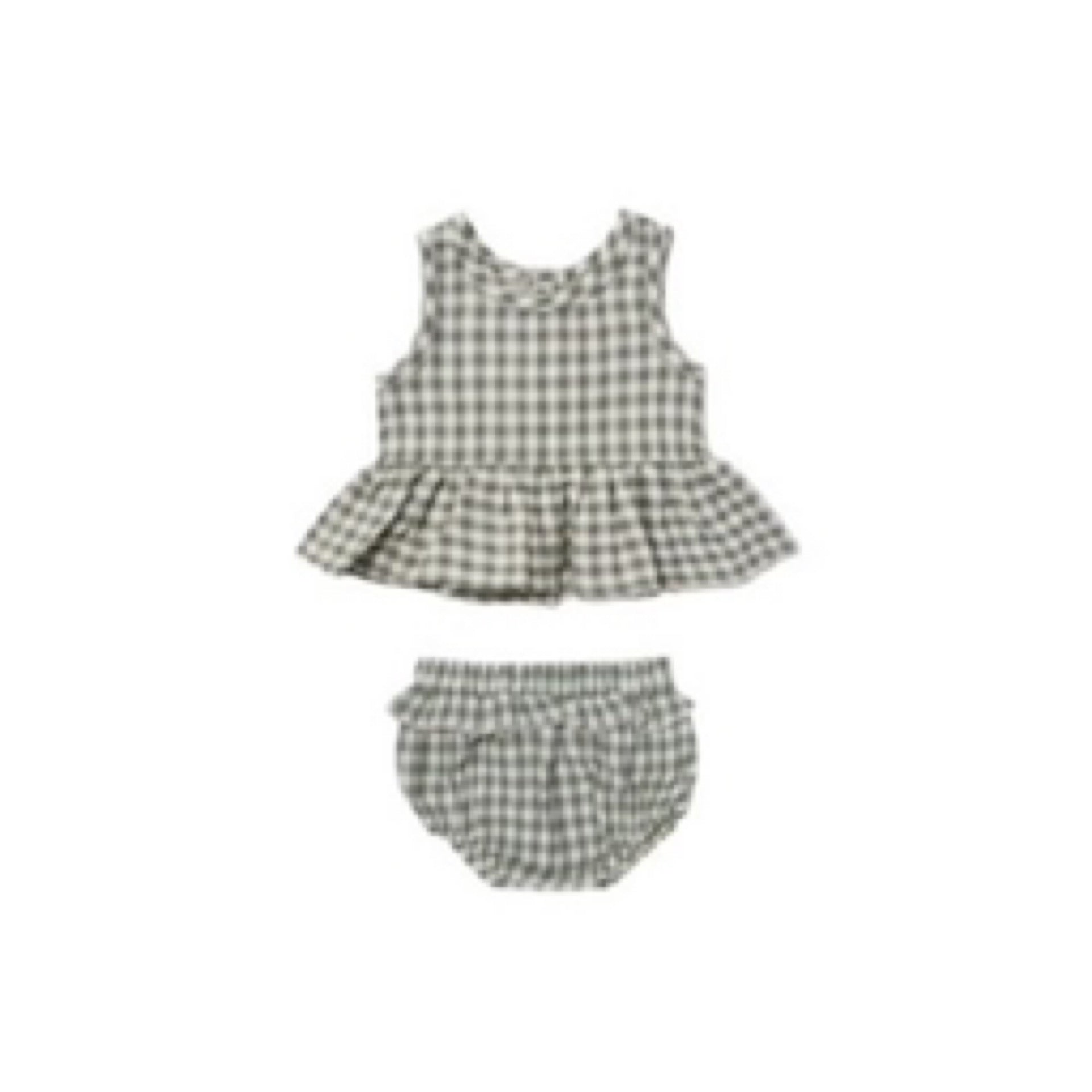 Quincy Mae - Peplum Set || Sea Green Gingham