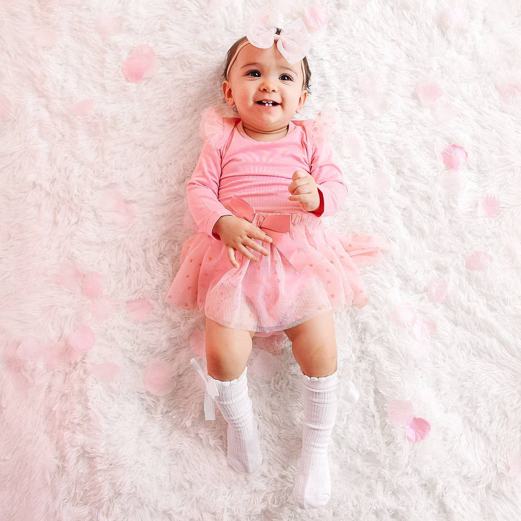 Sweet Wink - Flocked Heart Valentine's Day Tulle Bow Baby Headband