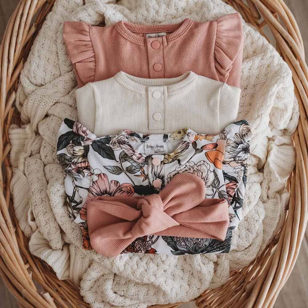Snuggle Hunny - Ribbed Organic Topknot || Rose