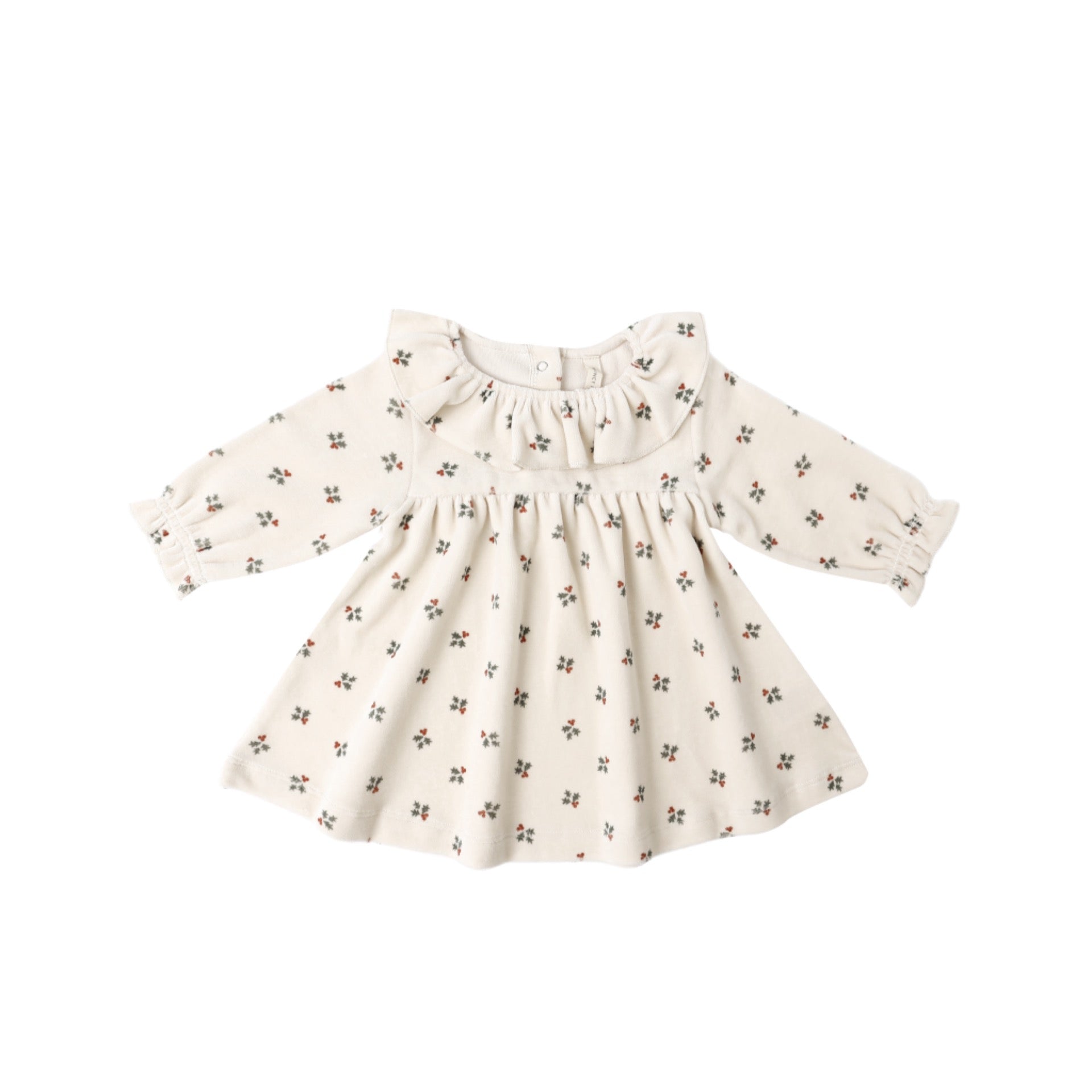 Quincy Mae - Velour Baby Dress || Holly Berry