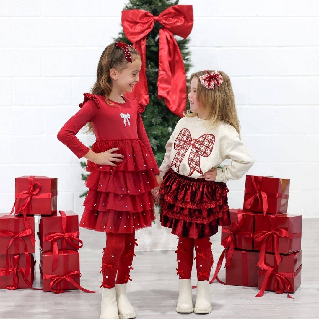 Sweet Wink - Christmas Pearl Long Sleeve Tutu Dress