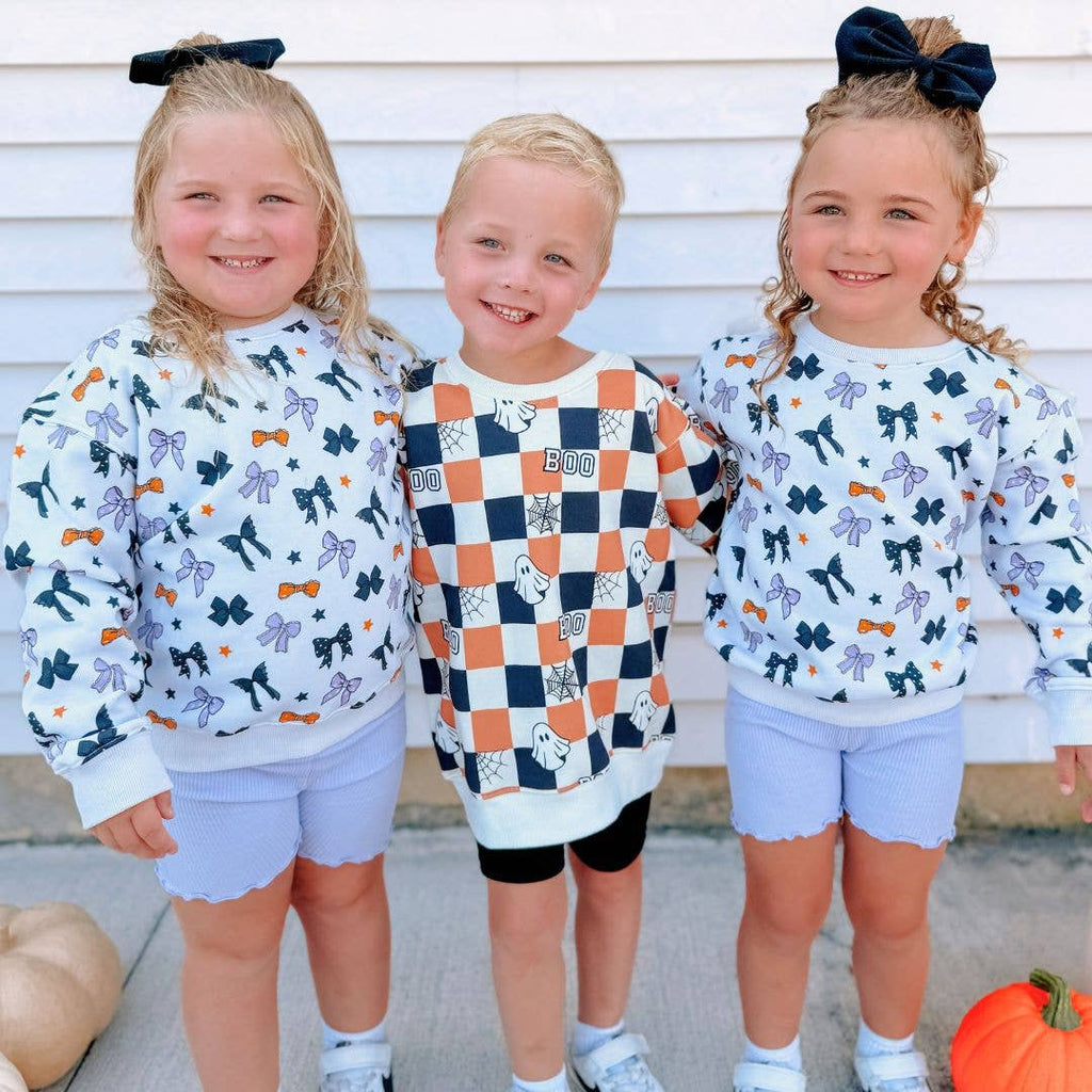 Sweet Wink - Boo Checkered Halloween Sweatshirt