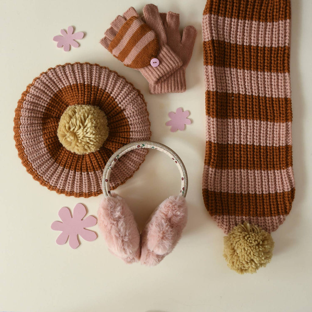 Rockahula Kids - Cosy Striped Knitted Gloves Pink