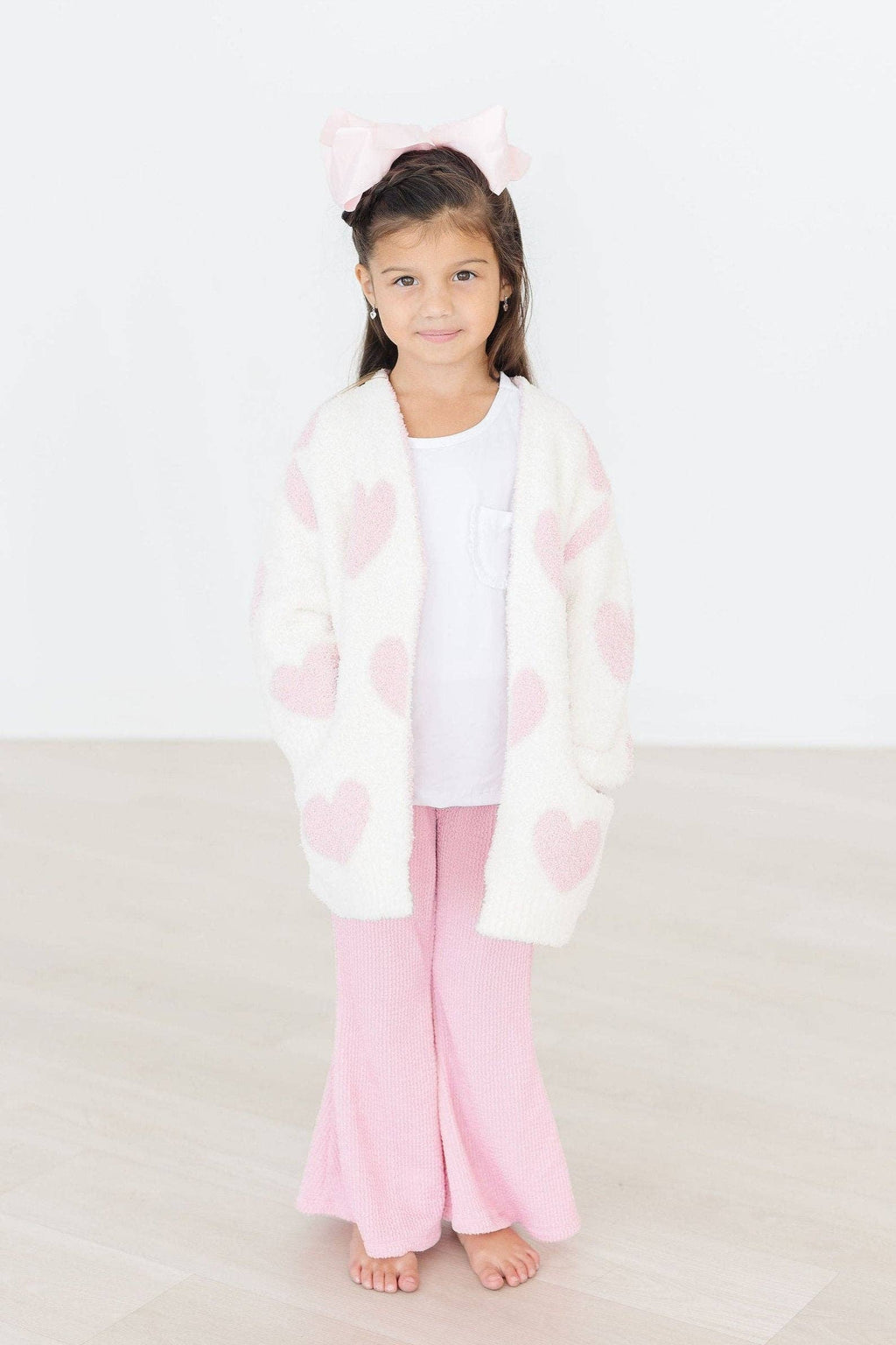 Mila & Rose - Cozy Cardigan || Coconut/Light Pink Heart