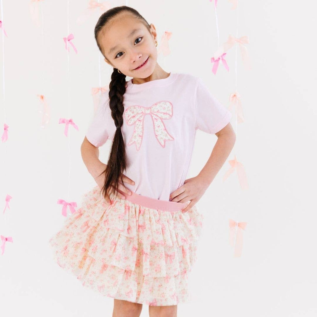 Sweet Wink || Short Sleeve T-Shirt - Ditsy Floral Bow Patch