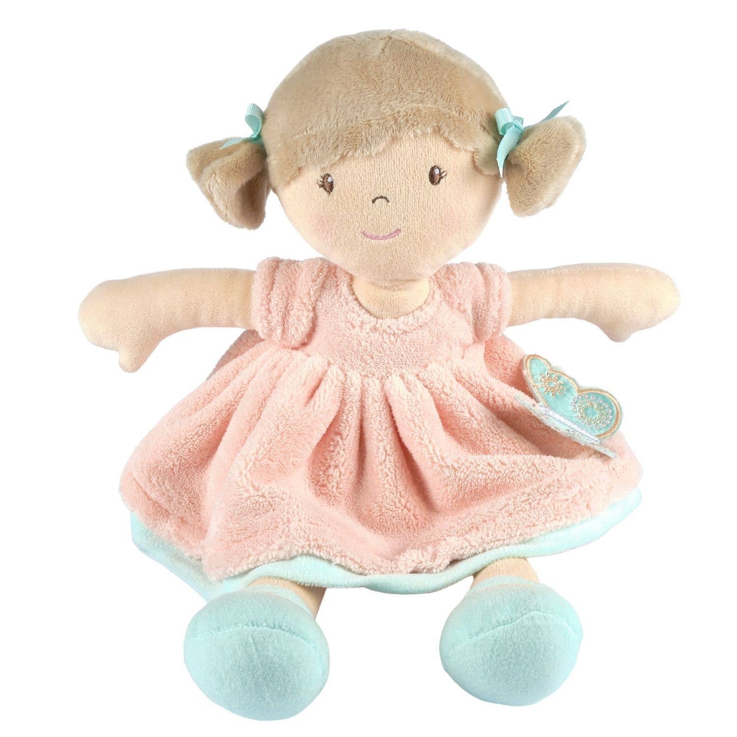 Tikiri Toys LLC - Pia - Light Brown Hair with Peach & Blue Dress