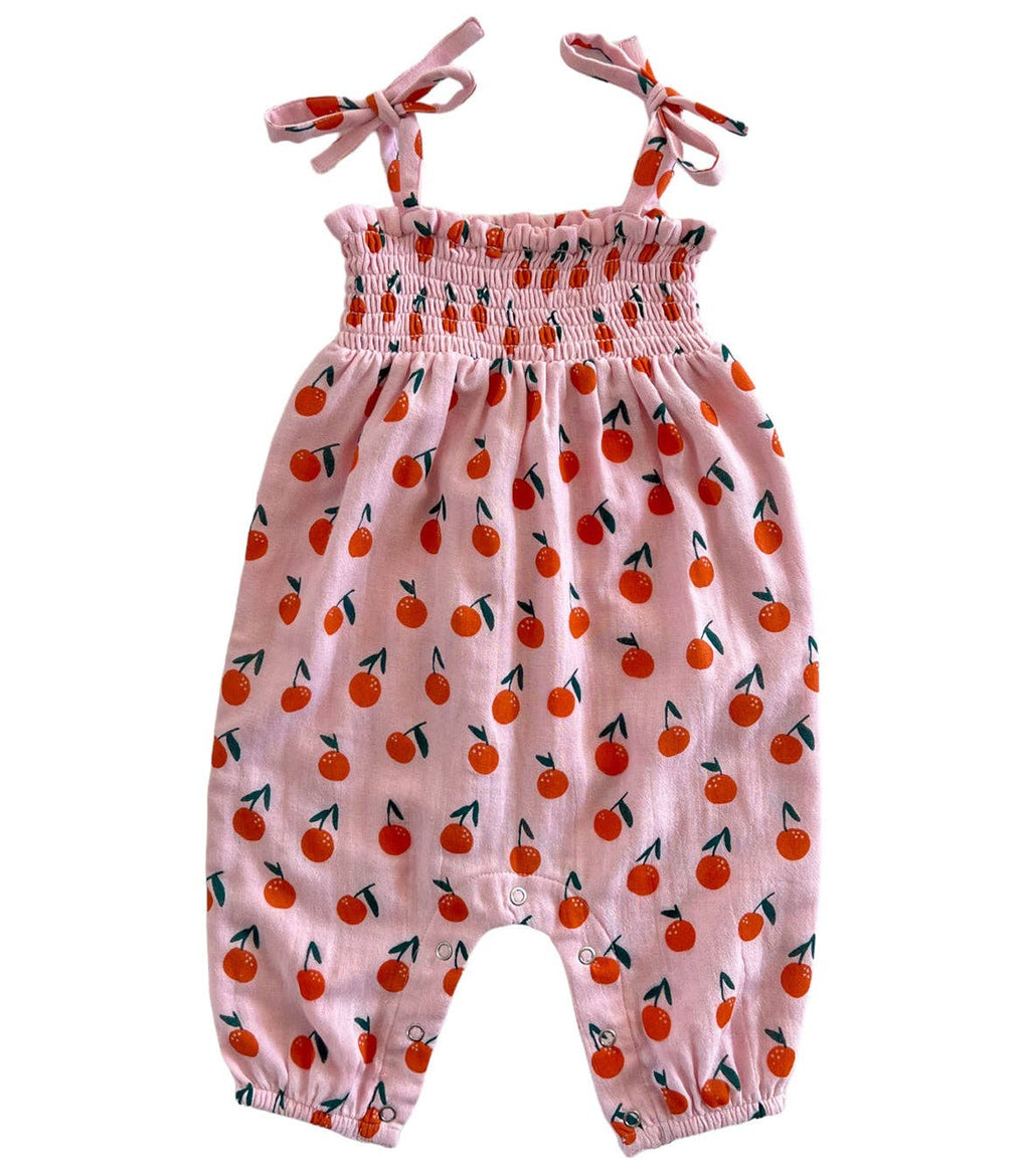 SIIX Collection - Blush Oranges / Organic Smocked Jumpsuit