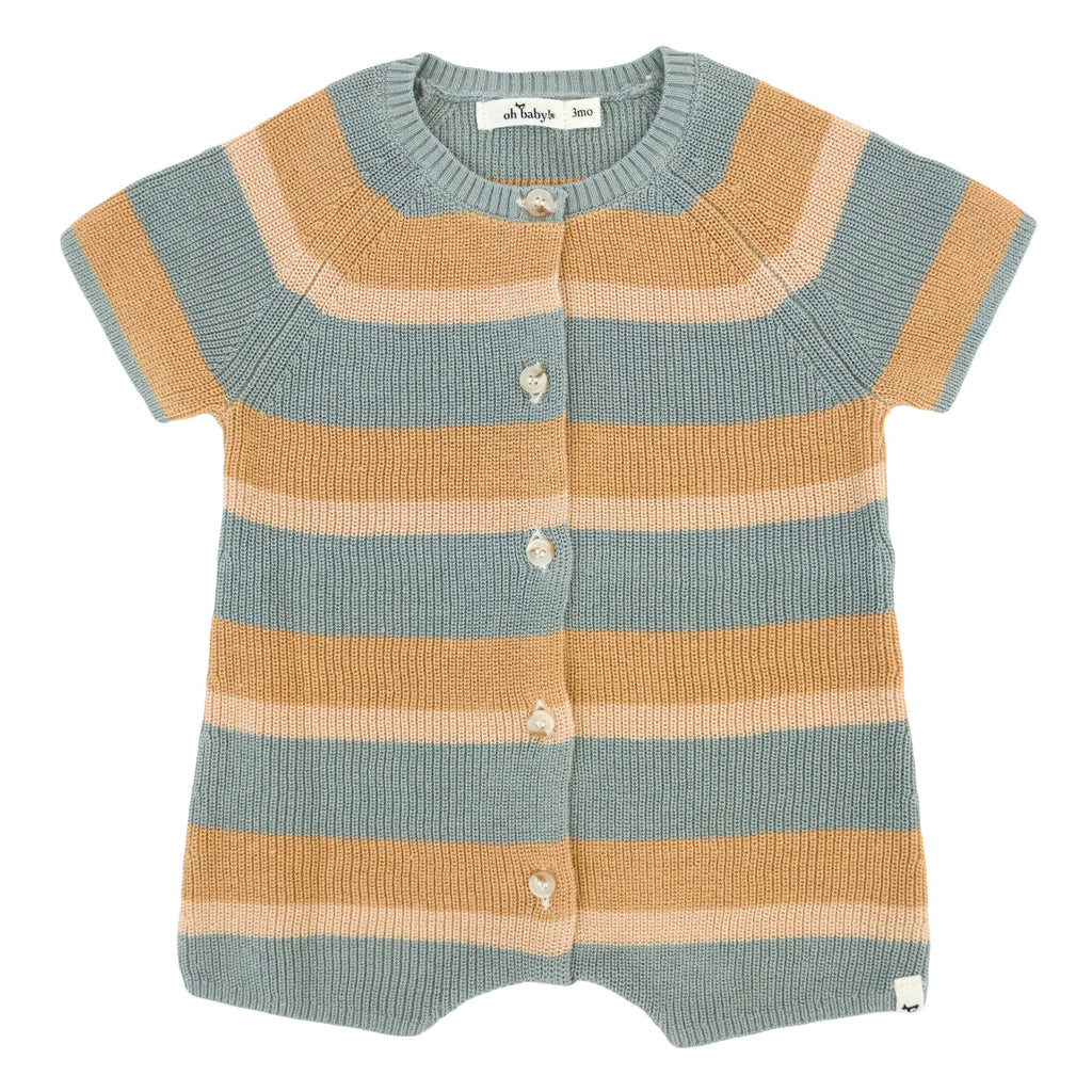 oh baby! - Country Club Knitted Romper || Dusty Blue Stripe