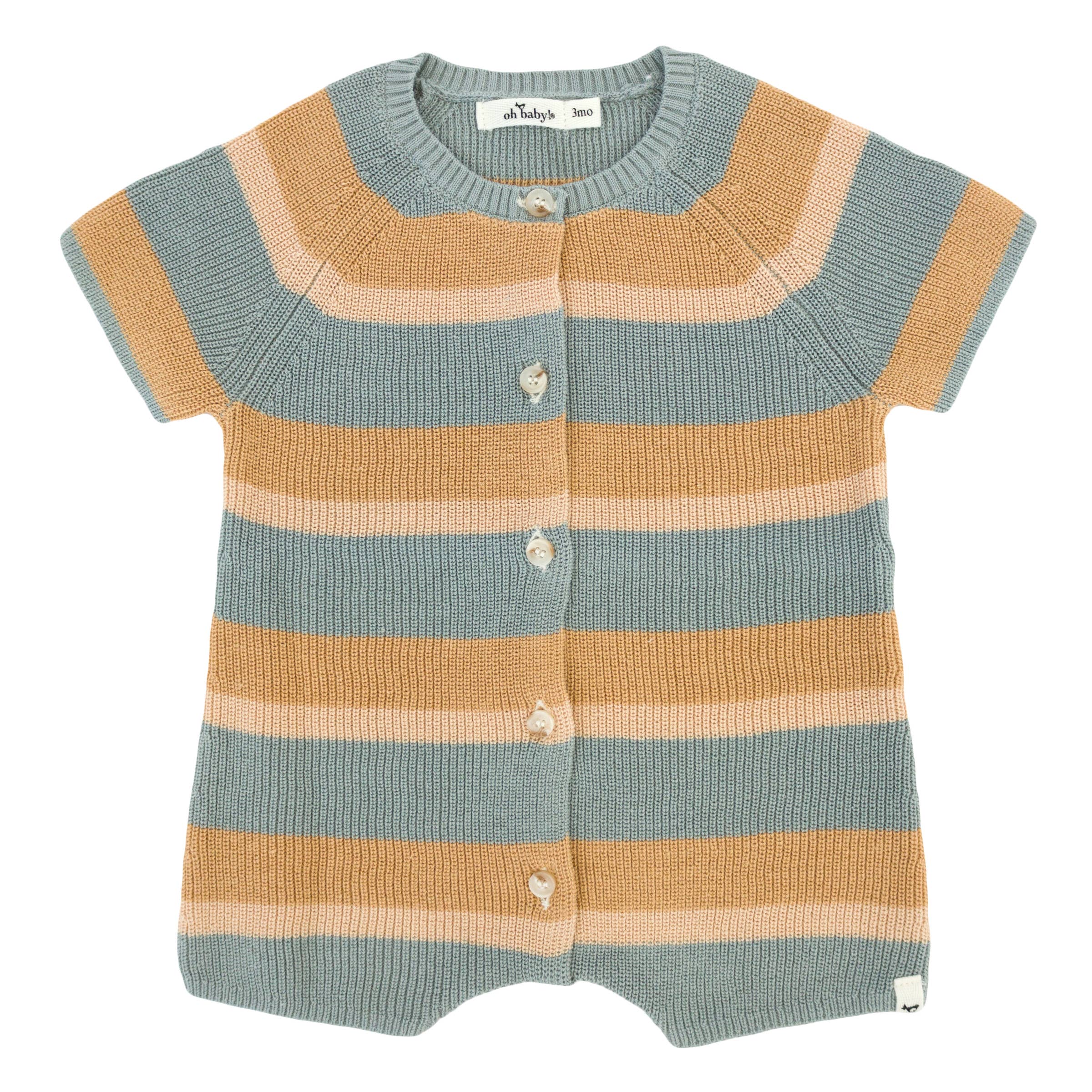 oh baby! - Country Club Knitted Romper || Dusty Blue Stripe