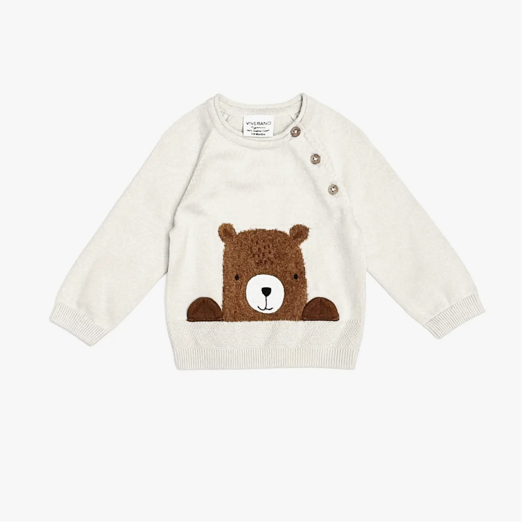 Viverano Organics - Furry Bear Baby Knit Pullover Sweater (Organic Cotton)