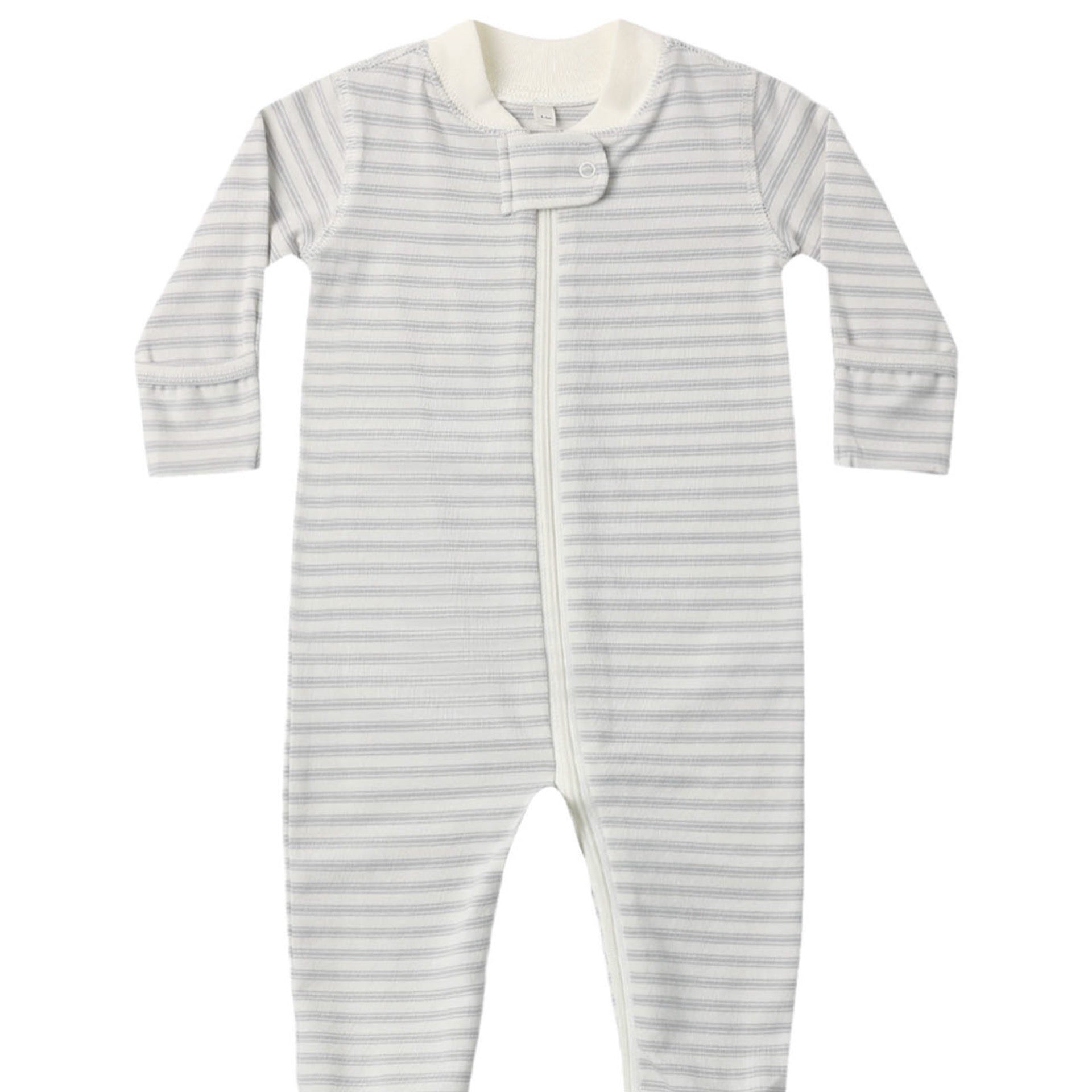 Quincy Mae - Zip Long Sleeve Footie || Cloud Stripe