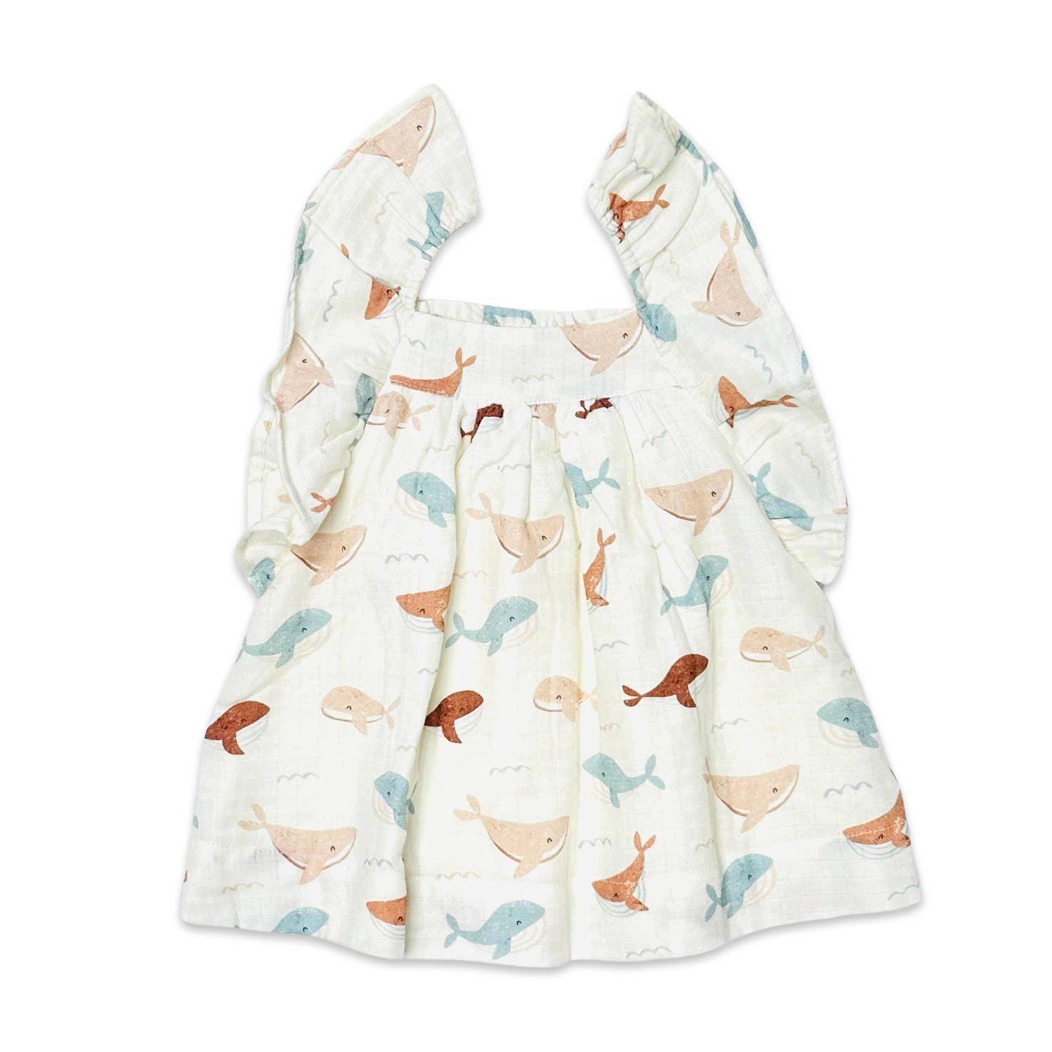 Viverano Organics - Ruffle & Smocked Baby Dress || Whales