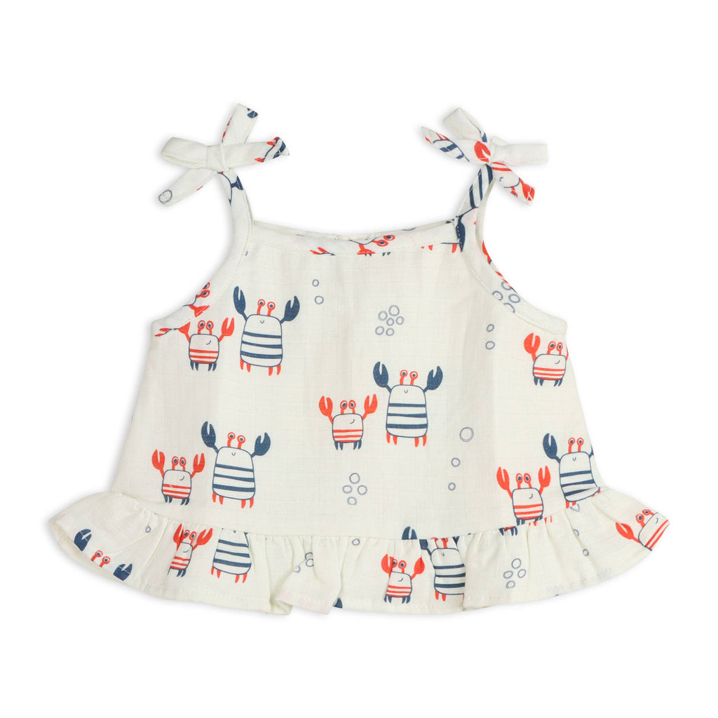 Viverano Organics - Nautical Crab Shoulder Tie Baby Top + Bottom
