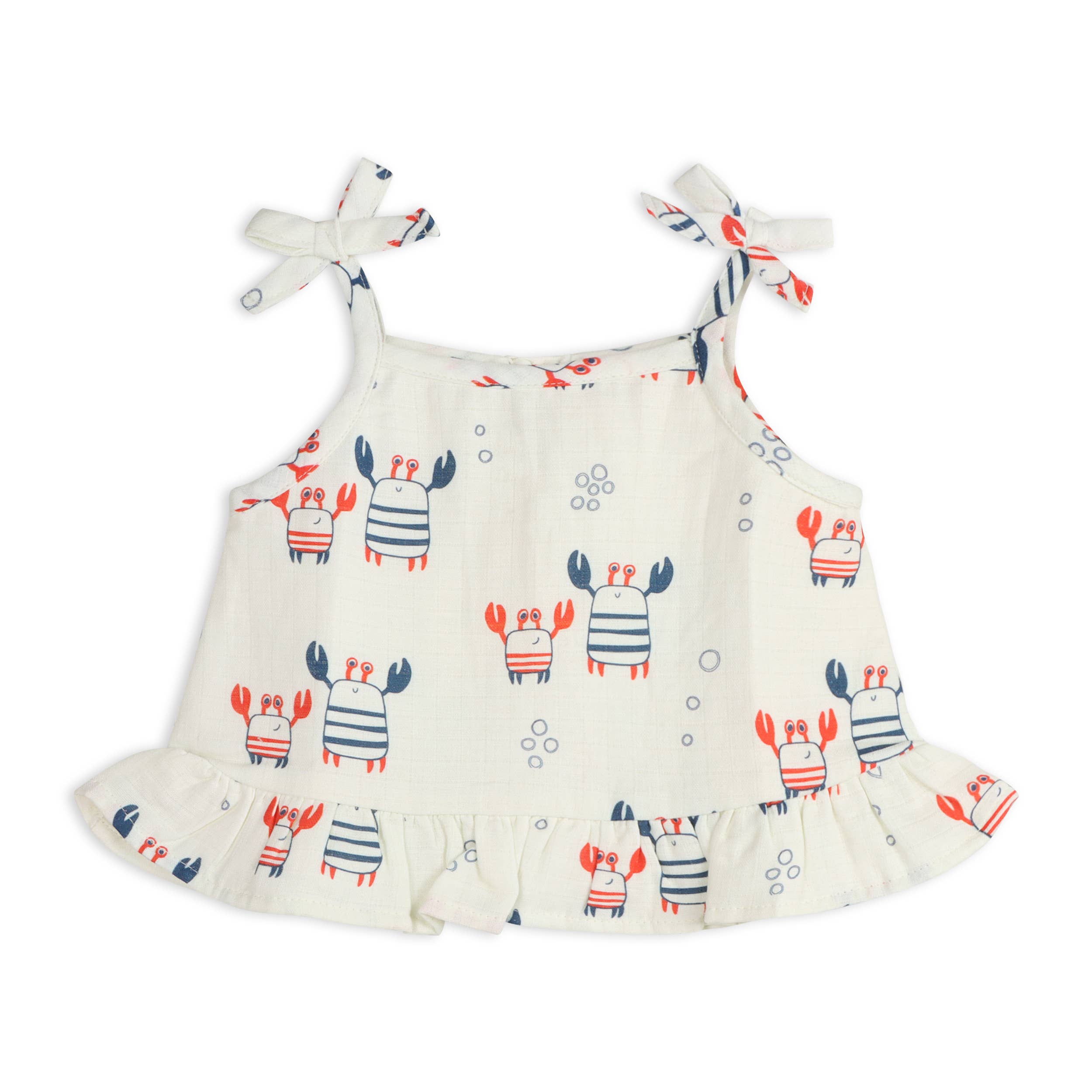 Viverano Organics - Nautical Crab Shoulder Tie Baby Top + Bottom