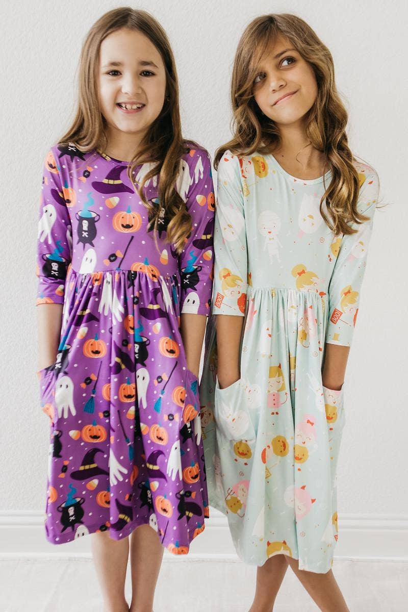 Mila & Rose - No Tricks, Just Treats 3/4 Sleeve Pocket Twirl Dress