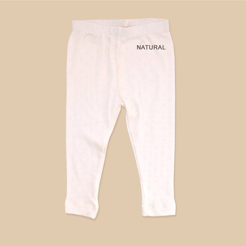 Viverano Organics - Pointelle Knit Stretch Baby Leggings Pants || Natural