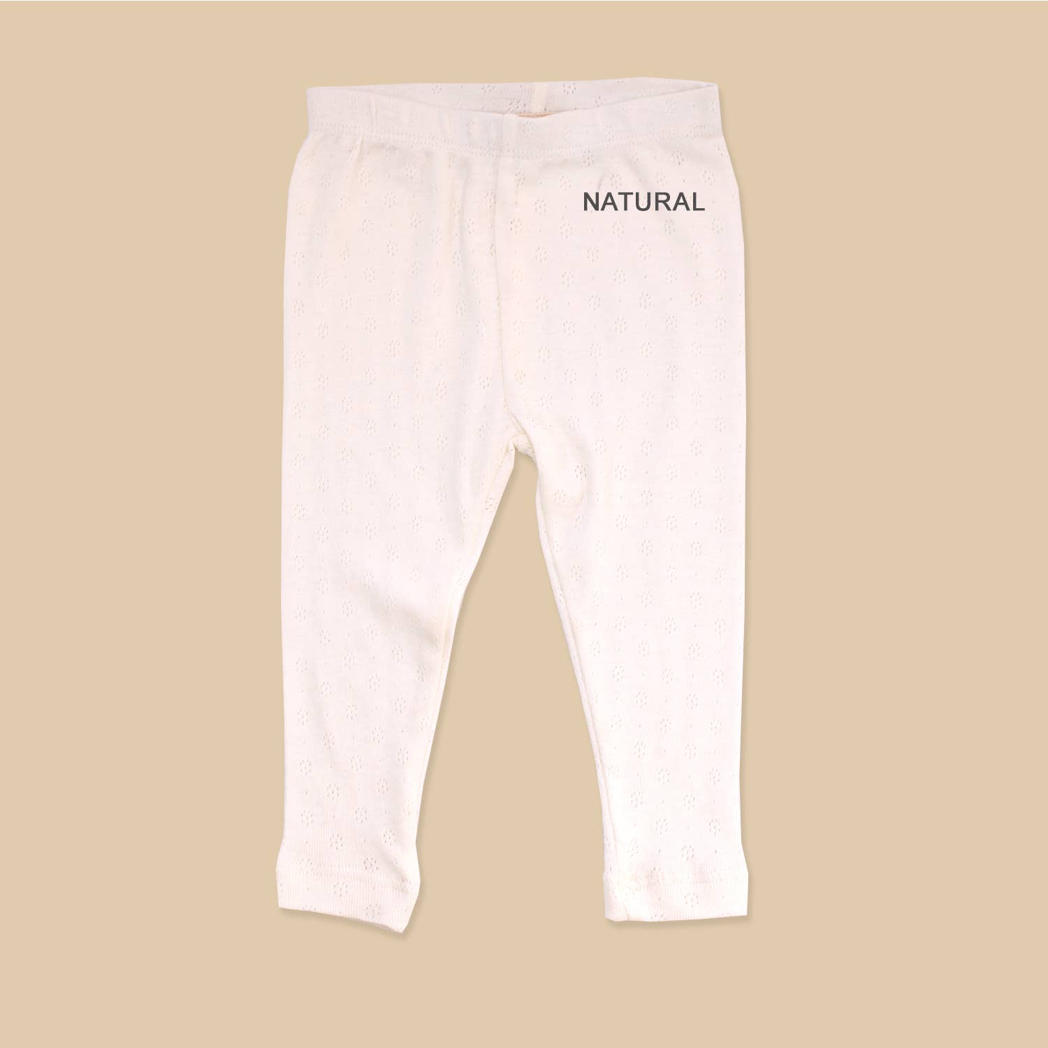 Viverano Organics - Pointelle Knit Stretch Baby Leggings Pants || Natural
