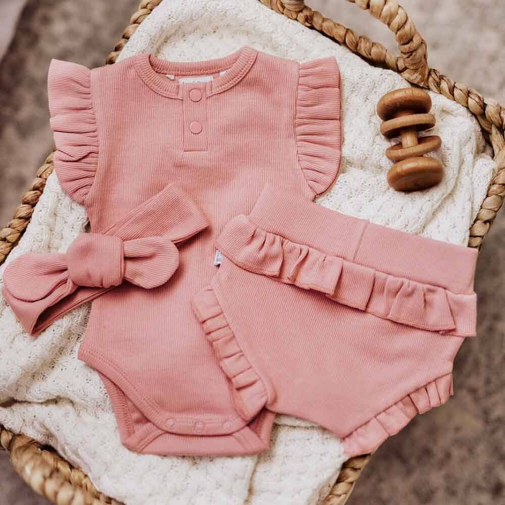 Snuggle Hunny - Ribbed Organic Topknot || Rose