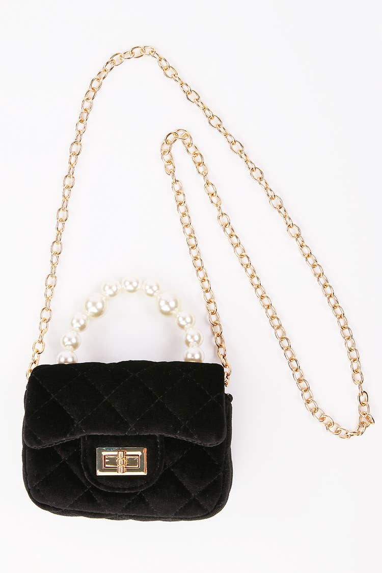 Sparkle Sisters by Couture Clips - Velvet Purse with Pearl Handle || Light pink