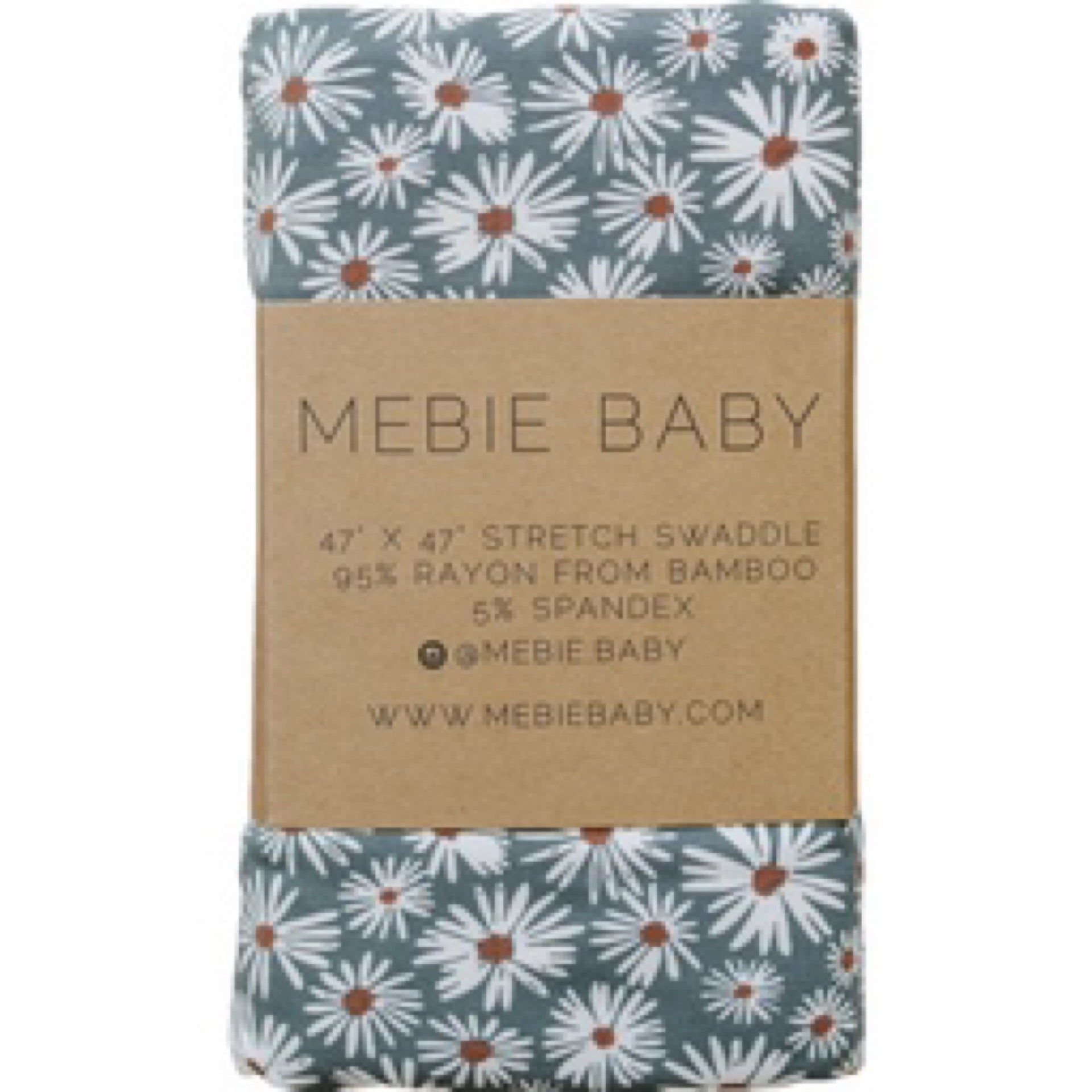 Mebie Baby -  Bamboo Stretch Swaddle || Dark Green Daisy