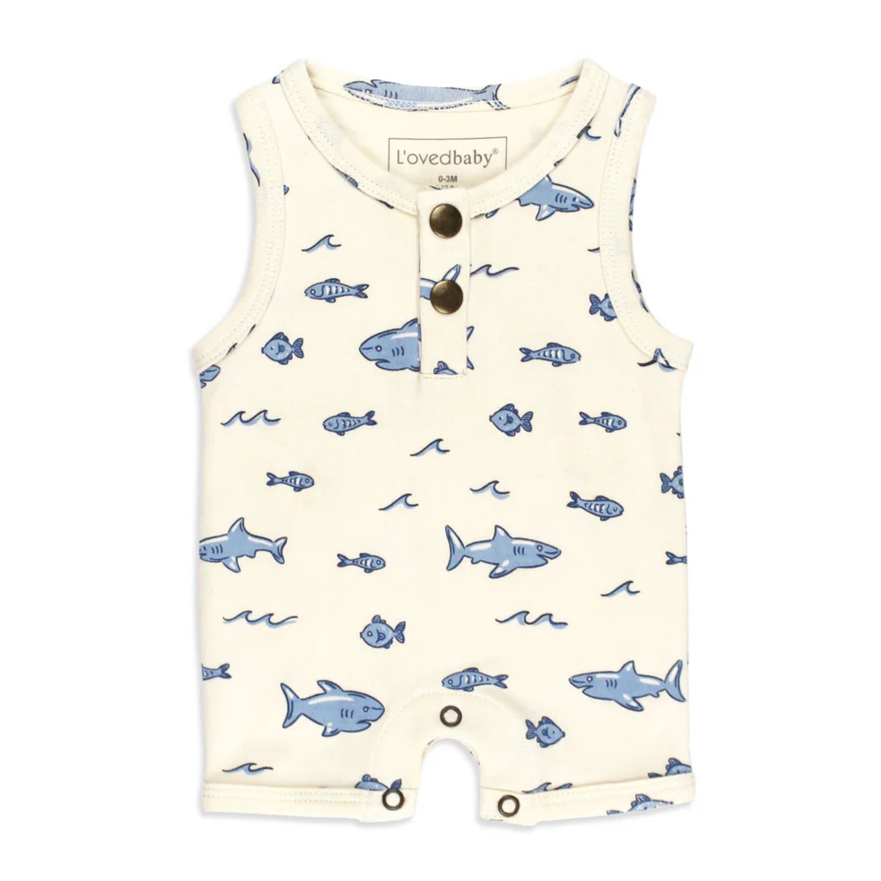 L’ovedbaby - Organic Unisex Bubble Romper || Shark