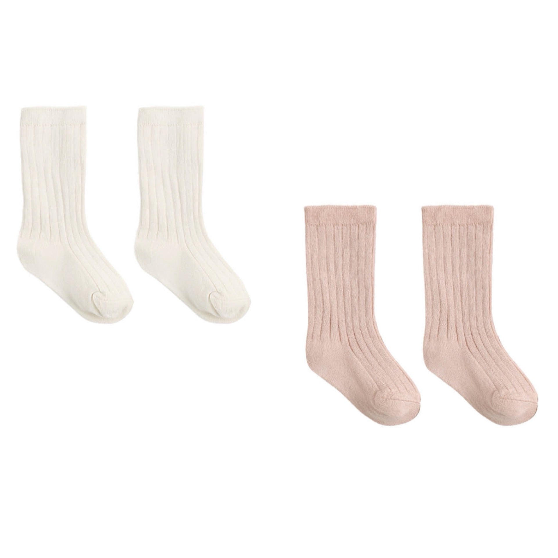 Quincy Mae - Socks Set || Natural, Dusty Rose