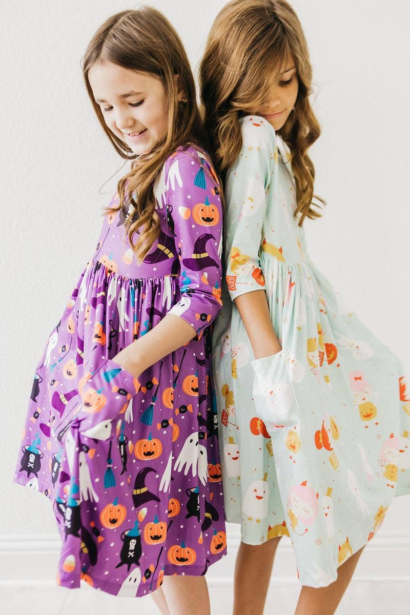 Mila & Rose - No Tricks, Just Treats 3/4 Sleeve Pocket Twirl Dress