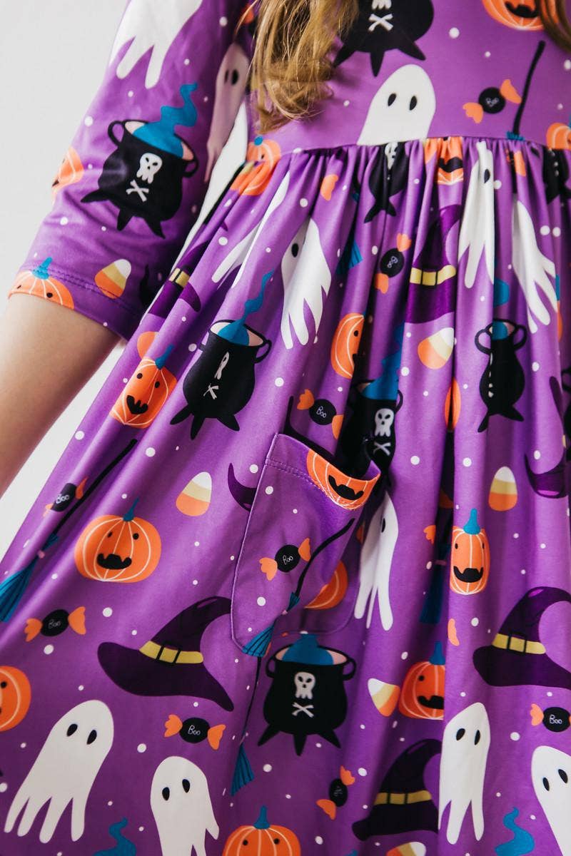 Mila & Rose - No Tricks, Just Treats 3/4 Sleeve Pocket Twirl Dress