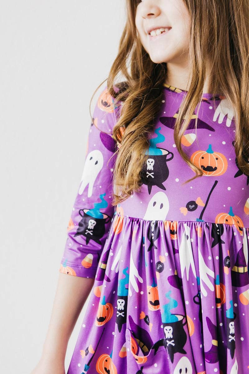 Mila & Rose - No Tricks, Just Treats 3/4 Sleeve Pocket Twirl Dress