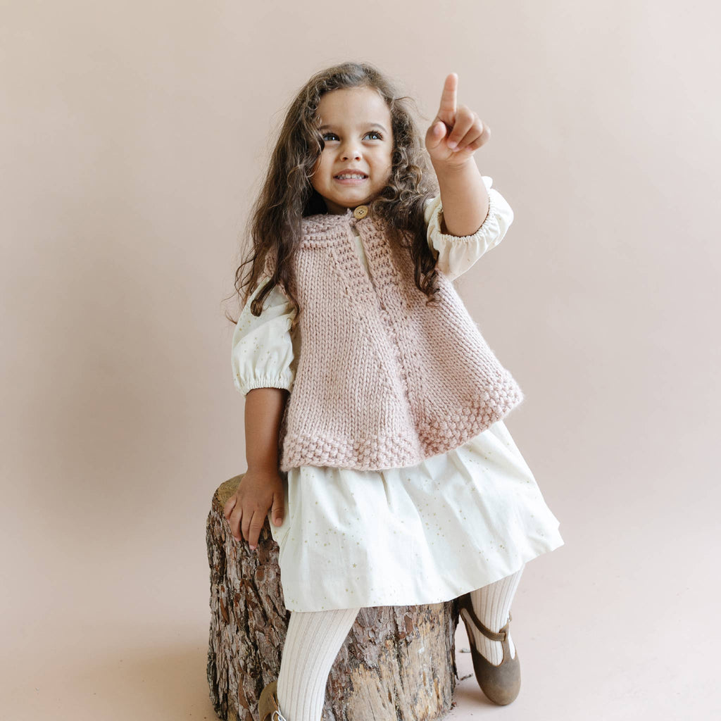 The Blueberry Hill - Poncho with Faux Fur Pom || Blush