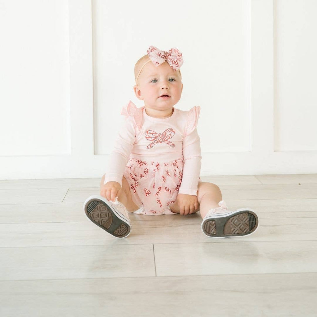 Sweet Wink - Candy Cane Confetti Christmas Long Sleeve Tutu Bodysuit