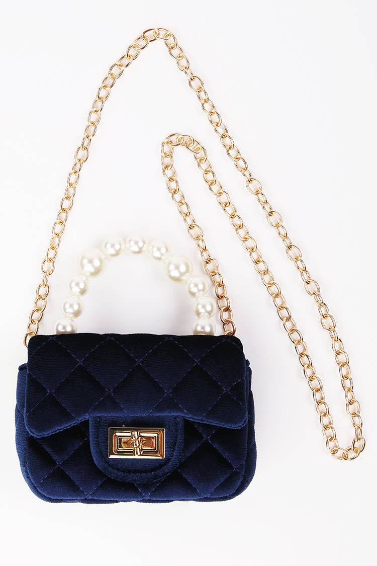 Sparkle Sisters by Couture Clips - Velvet Purse with Pearl Handle || Light pink