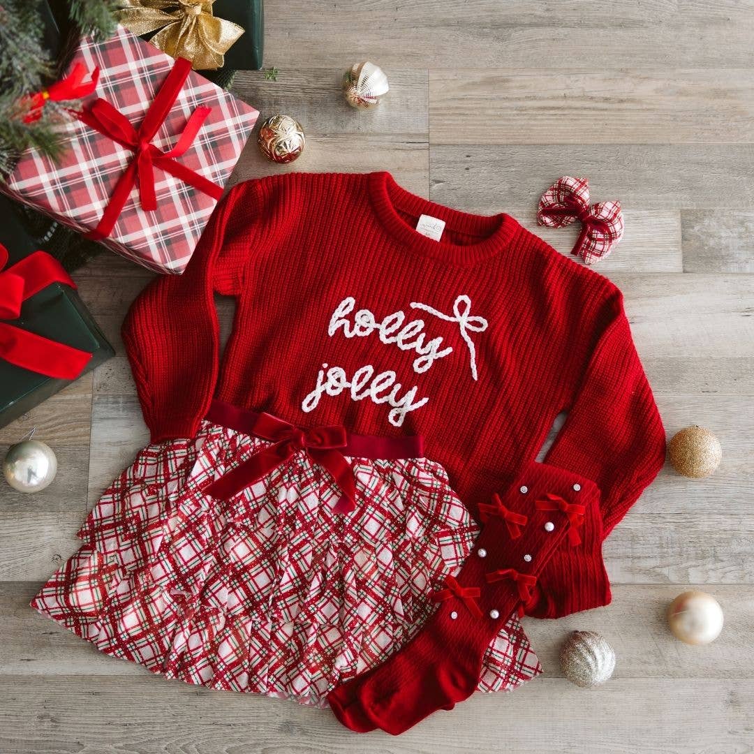 Sweet Wink - Christmas Plaid Bow Tiered Tutu