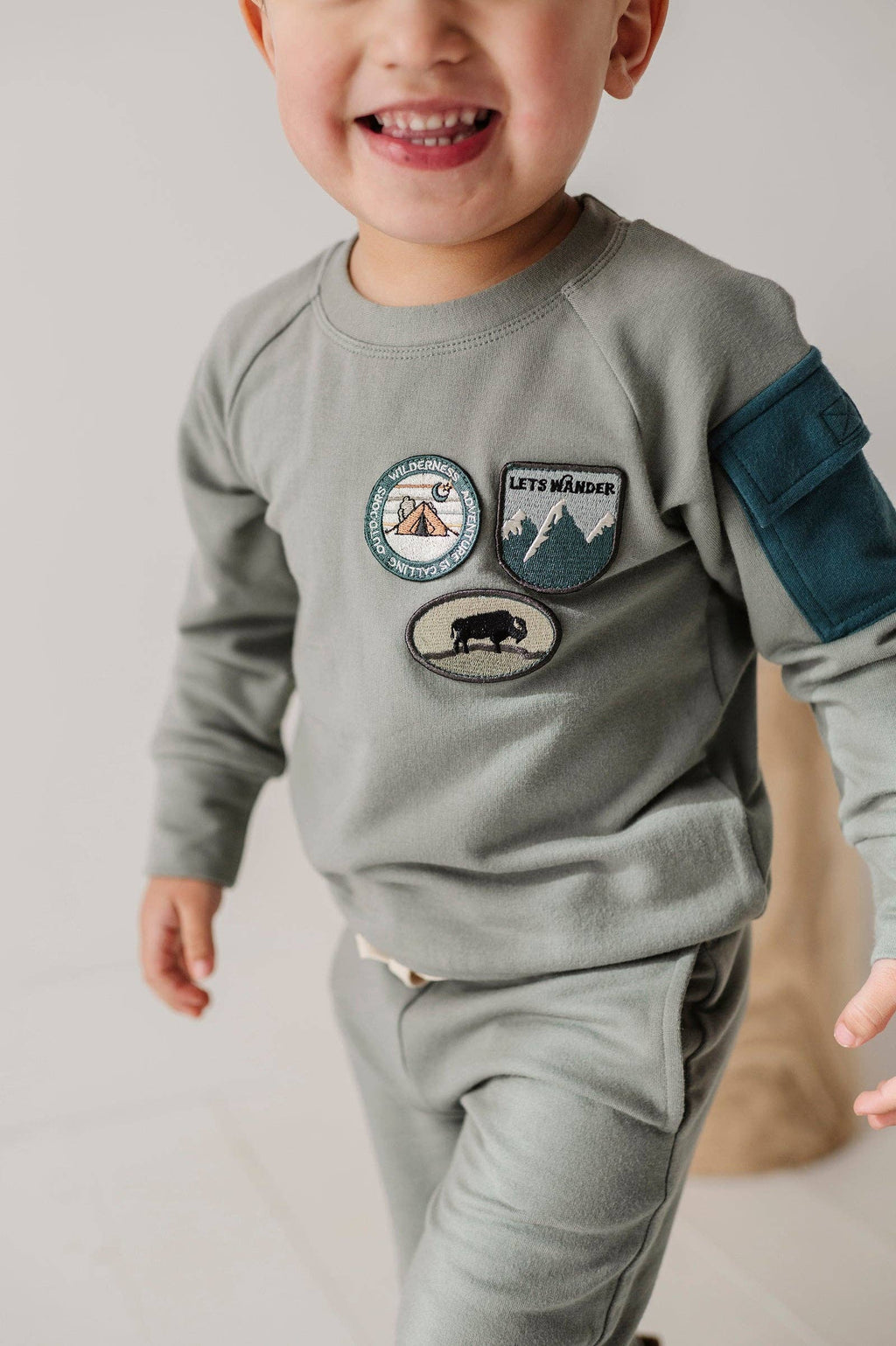 babysprouts clothing company - Boy's Raglan Sweatshirt || Patches