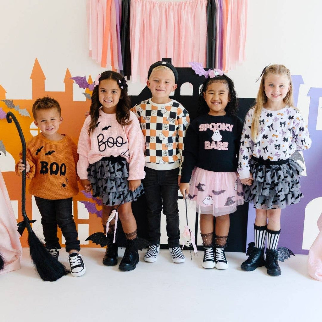 Sweet Wink - Boo Checkered Halloween Sweatshirt