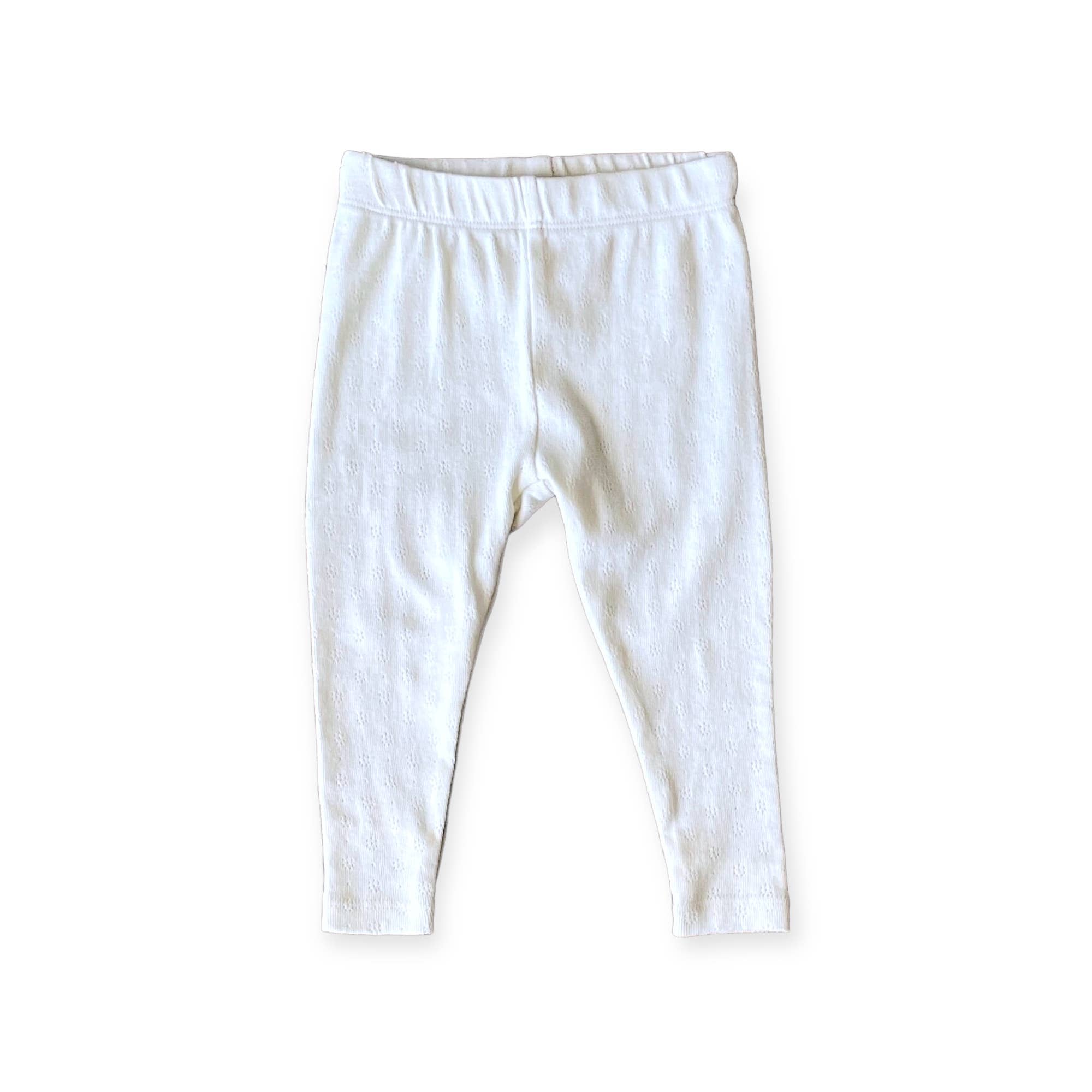 Viverano Organics - Pointelle Knit Stretch Baby Leggings Pants || Natural